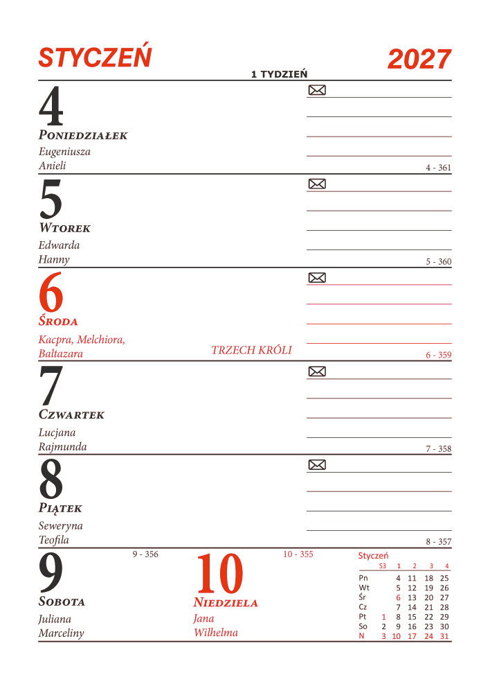 Kalendarz stojący pionowy B1 Merkurier [14x21cm] spirala BESKIDY